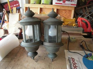 Pair Vintage Exterior Porch Lights Brass Plated