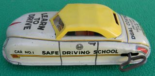 Vintage Marx Tin Wind Up Learn To Drive Safe Driving School Toy Car