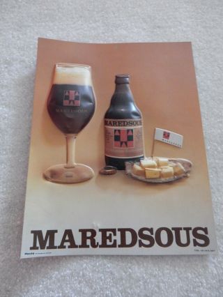 Vintage Dimensional Plastic Maredsous Belgian Beer Poster Sign /extremely Rare