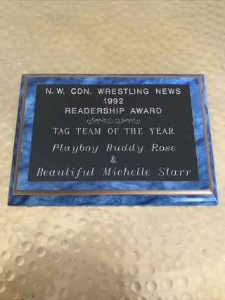 Playboy Buddy Rose Plaque 1992 Portland Wrestling Nwa Wwf Vintage