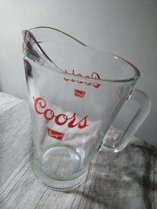 Vintage Coors Banquet Beer Pitcher 1970s Clear Heavy Glass Pitcher Barware