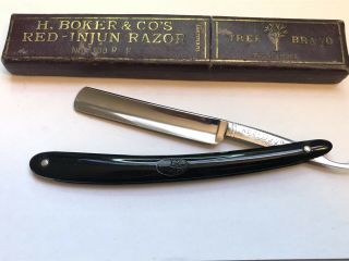 Vintage 4/8” H.  Boker & Co.  Red Injun 100 Razor Shave Ready Germany