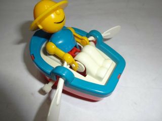 Vintage Bandai Wind Up Row Boat With Boy Very Rare