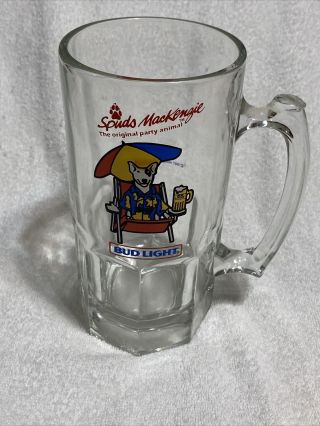 Vintage Spuds Mackenzie Party Animal Bud Light Glass Beer Mug 1987