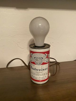 Vintage Fleco Industries Budweiser 12 Oz.  Beer Can Lamp Light Plug - In Bar Light
