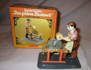Vintage Arnold Tin Litho Toy - Wood Worker - West Germany