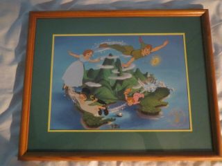 Disney Peter Pan Lithograph Print Framed