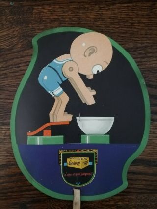 Vintage Edelweiss Beer Advertising Fan Diving Character,  Bonus Fan Very Rare