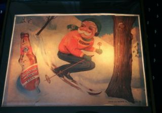 Vintage Old German Beer Lighted Sign,  Queen City Brewing,  Cumberland Md,  Skiing