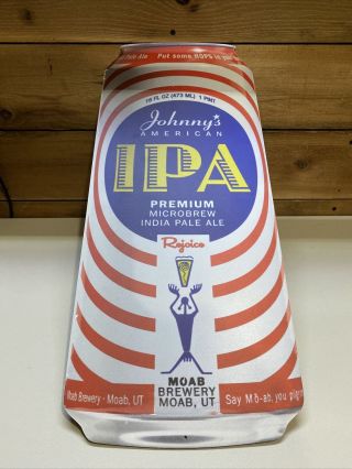 Johnnys American IPA Craft Beer BIG TALL BOY CAN metal tin tacker sign 23”X 9” 2