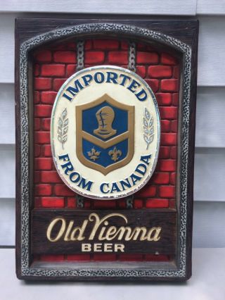 Vintage Old Vienna Beer Sign Imported From Canada Embosograph Display Mfg.  1968