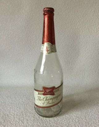 2020 Miller High Life Beer Champagne Bottle W/cap & Foil 25.  4 Oz Empty 1 Pint