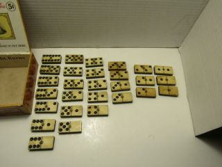 Antique Primitive Aafa Civil War Era Dominos Set Of 28 Brass Pinned Ebony/bone