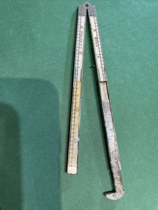 Vintage Stanley 12 Inch Folding Ruler No.  40 Bone W/ Nickle Silver