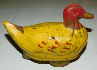 Antique Pressed Tin Duck Friction Toy Or Pull Toy