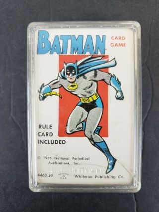 Vintage 1966 Whitman Batman Card Game With Rules In Plastic Container