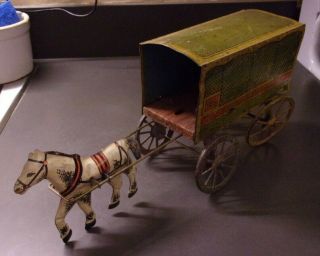 Vintage Converse Tin Litho United States Mail Horse Drawn Wagon