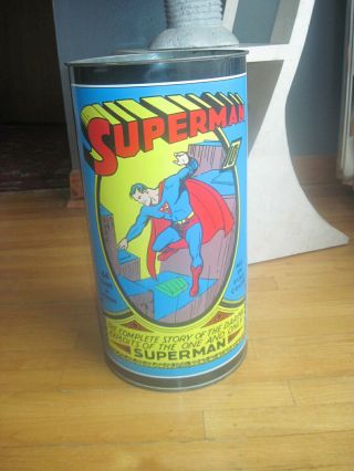 Authentic Vintage Tall 1991 Dc Comics Superman Waste Can Trash Basket