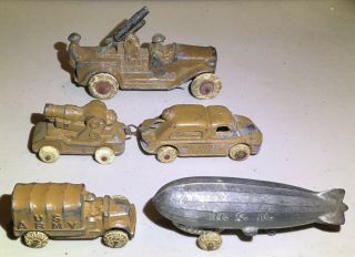 Vintage Lead Metal Barclay? Army Truck Motor Unit Zeppelin U.  S.  N.  Rubber Wheels