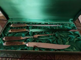 Vintage Anton Wingen Jr Hand Carved Stainless Steel Cutlery Set,  Solingen German