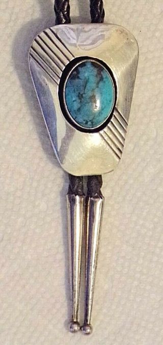 Vintage Navajo Sterling Silver & Turquoise Bolo Tie