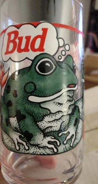 Set Of 8 Budweiser Frog Glasses 16 Oz Bud Weis Er 1995