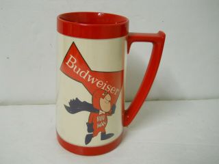 Vintage Thermo - Serv Budweiser Bud Man Plastic Beer Mug Stein Dad Gift Man Cave