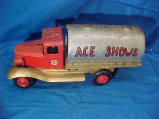 1930s Ace Bros Circus Toy Gasoline Truck Custom Made Girard - Marx Pressed Steel