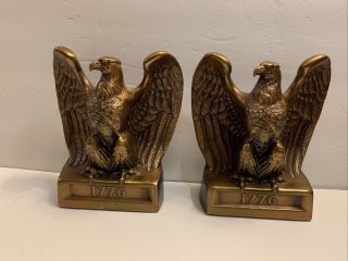 Vintage Federal Eagle Brass Finish Bookends Philadelphia Manufacturing Co.  1776