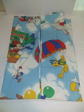 Mickey Mouse Air Mobile Vintage Curtain Set 34x60 Panel Drapes Walt Disney Prod