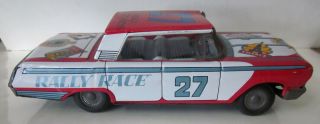 Vintage 7 1/4 " Tin Litho Friction 1962 Chevy Impala Rally Race Car Made In Japan