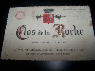 Etiquette Clos De La Roche Armand Rousseau Wine Label Burgundy Bourgogne