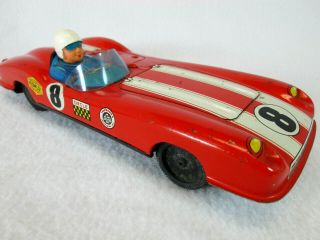 Vintage 1960s Yone Tin Friction Red Comet 8 Race Car Toy