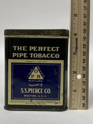 Rare Vintage S.  S.  Pierce Perfect Pipe Tobacco Pocket Tin Boston,  MA Advertising 2