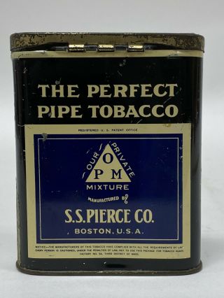 Rare Vintage S.  S.  Pierce Perfect Pipe Tobacco Pocket Tin Boston,  MA Advertising 3