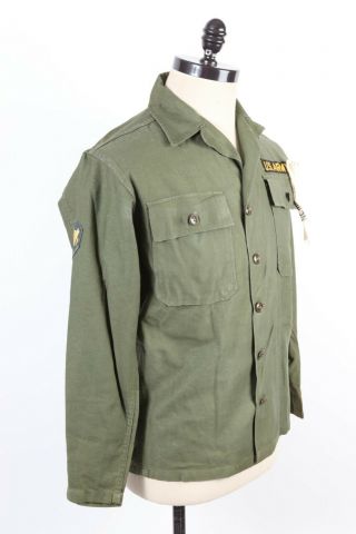 Vtg 60s Vietnam Us Army Og - 107 Sateen Uniform Utility Fatigue Shirt Mens Large