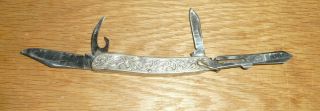 Vintage,  Oriental Sterling Silver 5 Blade Pocket Knife 3 Inches Long