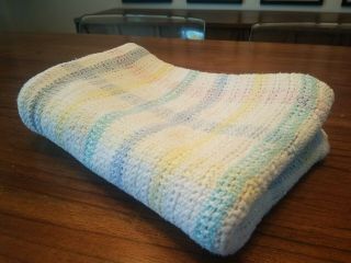 Vintage Beacon Cotton Baby Blanket Pastel Woven Knit Waffle Weave 1675 Usa