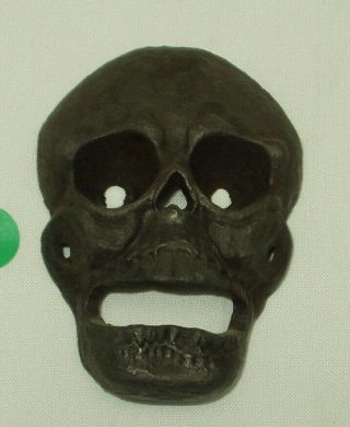 Vintage Black Skull Face Cast Iron Wall Bottle Opener