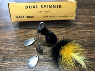 Rare Boxed Vintage Fishing Lure Jacks Old Tackle Dual Spinner Bait