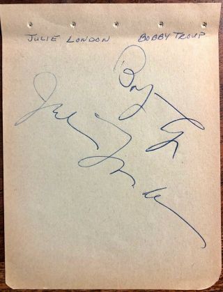 Julie London & Bobby Troup Dual Autographed Signed Vintage 1950s Album Page