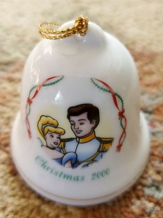 Vintage Disney Cinderella & Prince Charming Bell Christmas Ornament Grolier 2000