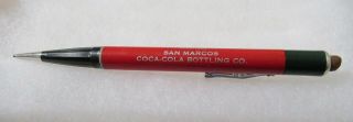 Vintage Coca - Cola Mechanical Pencil W/bottle Clip - San Marcos,  Tx