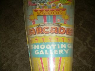 VINTAGE TIN LITHO MARX AUTOMATIC ARCADE SHOOTING GALLERY w/stand 2