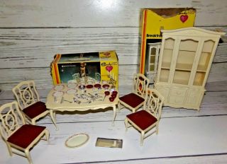 Vintage Marx Sindy Dining Table And Chairs,  Breakfront China Cabinet