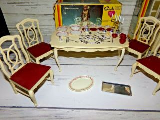 Vintage Marx Sindy Dining Table and Chairs,  Breakfront China Cabinet 3