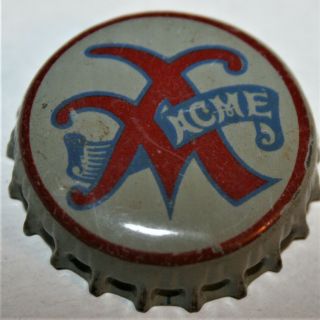 Vintage Cork Lined Beer Bottle Cap Crown Acme Breweries " A Acme "
