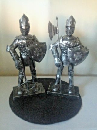 2 Medieval Knights Armor Suit Statue W Sword Metal Figure16 " Home Decor Set