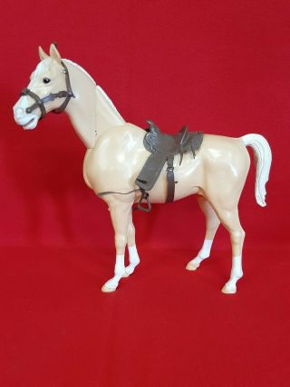 Vintage Marx Johnny West Palomino Horse Nodder With Saddle.