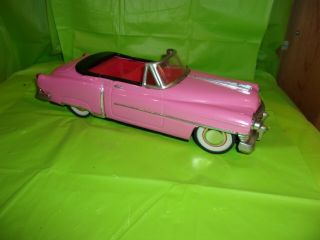 1950 Cadillac Pink Convertible Tin Friction Drive Toy Car